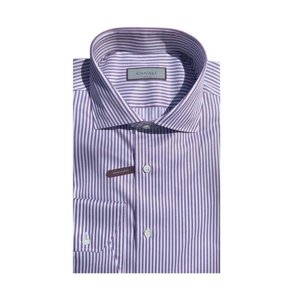 NEW CANALI men's bengal dress shirt in plum